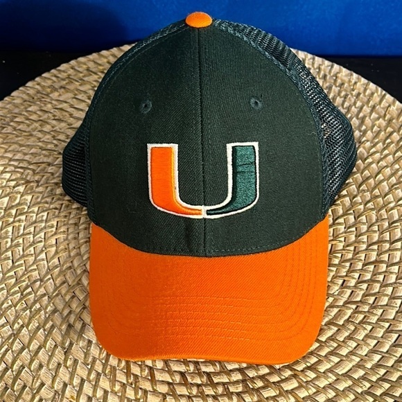NWOT Men’s Top of the World Miami Hurricanes Zephyr Spellout Logo SnapBack Hat - Picture 2 of 7